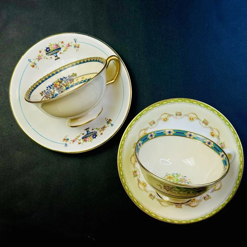 Mismatched Tea Cups & Saucers Set Of 2 Vintage China